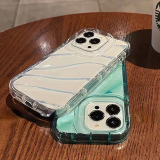 เคส For iPhone 11 13 12 14 15 16 Pro Max XR 6 7 8 Plus X XS Max เคสโทรศัพท์มือถือแบบนิ่ม กันกระแทก ลายคลื่น เคสไอโฟน11