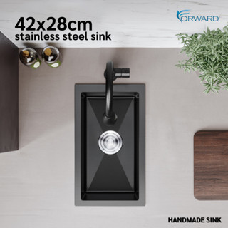 ซิงค์ล้างจาน ซิงค์ล้างจานสแตนเลส อ่างล้างจานสแตนเลส 304 สีดำ ขนาด42x28 black stainless steel sink SUS304 รุ่น HM202210