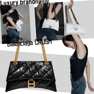 บาเลนเซียก้า Balenciaga CRUSH กระเป๋าโซ่ควิลท์ใบเล็ก/กระเป๋าสุภาพสตรี/กระเป๋าสะพายข้าง