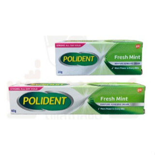 Polident Fresh Mint ครีมติดฟันปลอม เนื้อครีมสีชมพู เฟรชมิ้นท์  ขนาด 20gm 60gm