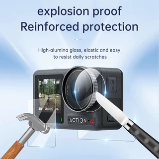 Telesin DJI Action 4 กระจกกันรอย Tempered Protective Film Set