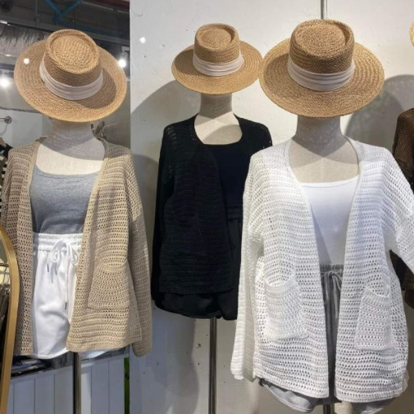 GoodNine พร้อมส่ง เสื้อคลุมไหมพรมถักตาข่ายแต่งดีเทลกระเป๋าหน้า 2 ข้างใช้ได้จริงแมทได้กับทุกลุคผ้านิ่มยืดหยุ่นเยอะป้ายypy