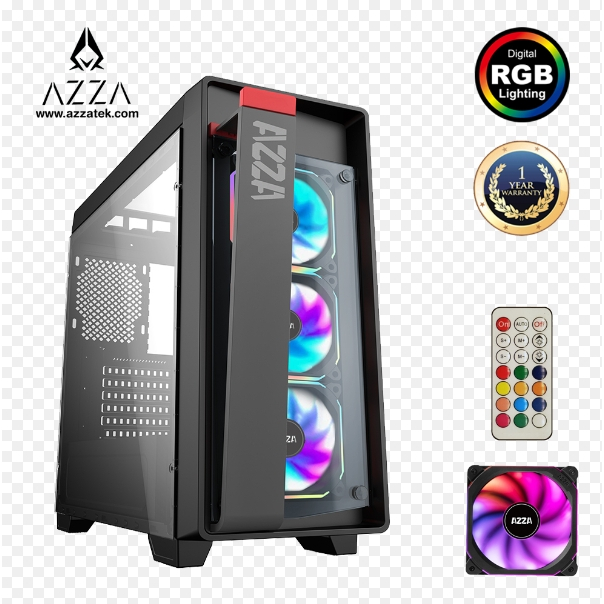 AZZA Mid Tower Tempered Glass RGB Gaming Case Obsidian 270 - Black สินค้ารับประกัน 1 ปี