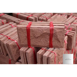 หินทรายธรรมชาติ สีแดง ติดผนัง ปูเสาปูพื้น ขนาด 10x20 cm.