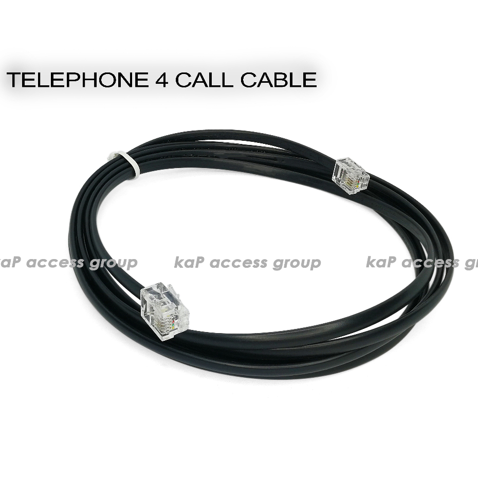 สายโทรศัพท์ สีดำ 4พิน 4C RJ11 เสียบสายโทรศัพท์บ้าน สายสัญญาณเครื่องเก็บเงิน