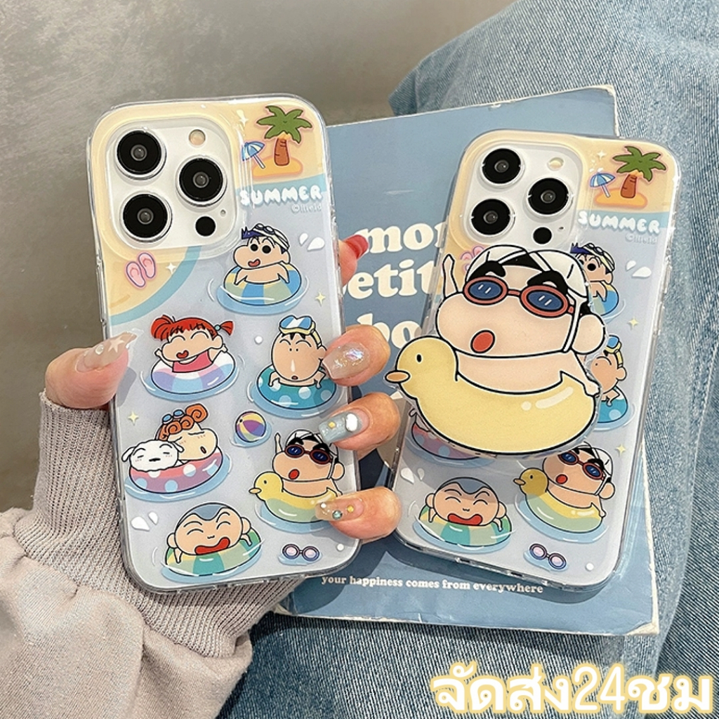 จัดส่ง24ชม for iPhone 11 12 13 14 Pro max case เคสไอโฟน11 บางเบาพกพาง่าย น่ารัก การ์ตูน เครยอนชินจัง griptok Case