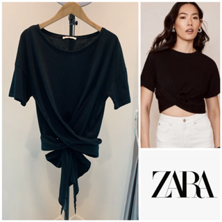 Zara Trafaluc TRF Crop Top / Tied Shirt เสื้อยืดผูกโบว์ที่เอว Zaraแท้100%