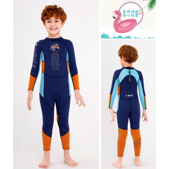 (แถมหมวก) ชุดว่ายน้ำเด็ก ควบคุมอุณหภูมิ ใส่ง่าย แขนยาว กันหนาว Swimsuit แถมหมวก พร้อมจัดส่งในไทย