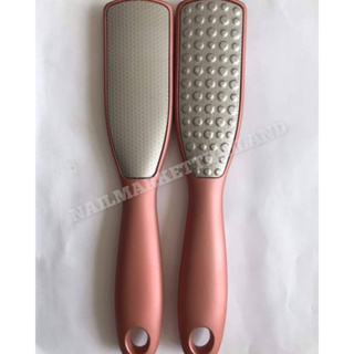 สินค้าขายดี 💯 ที่ขัดส้นเท้าสเตนเลสชมพู 1ชิ้น 2 ด้าน Stainless  Foot File ด้ามพลาสติกสีชมพู คุณภาพดี  พร้อมส่ง