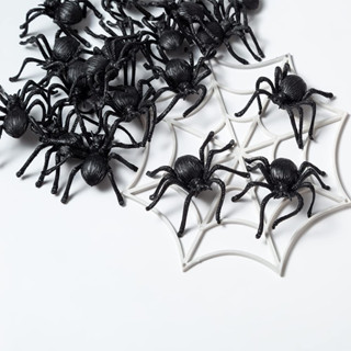 แมงมุม พลาสติก ปลอม 4pcs ขนาด 6.5x7cm ของตกแต่ง ฮาโลวีน พร้อมส่ง!! Fake Plastic Spider / Halloween Decorations