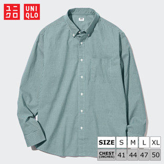 เสื้อเชิ้ตแขนยาว Uniqlo Extra Fine Cotton Broadcloth - Checked 58 Dark Green