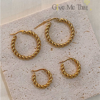 ต่างหู ต่างหูสแตนเลสแท้ ต่างหูห่วง Hoop Earrings ต่างหูมินิมอล Minimal ต่างหูรุ่น Twisted Hoop Givemethat