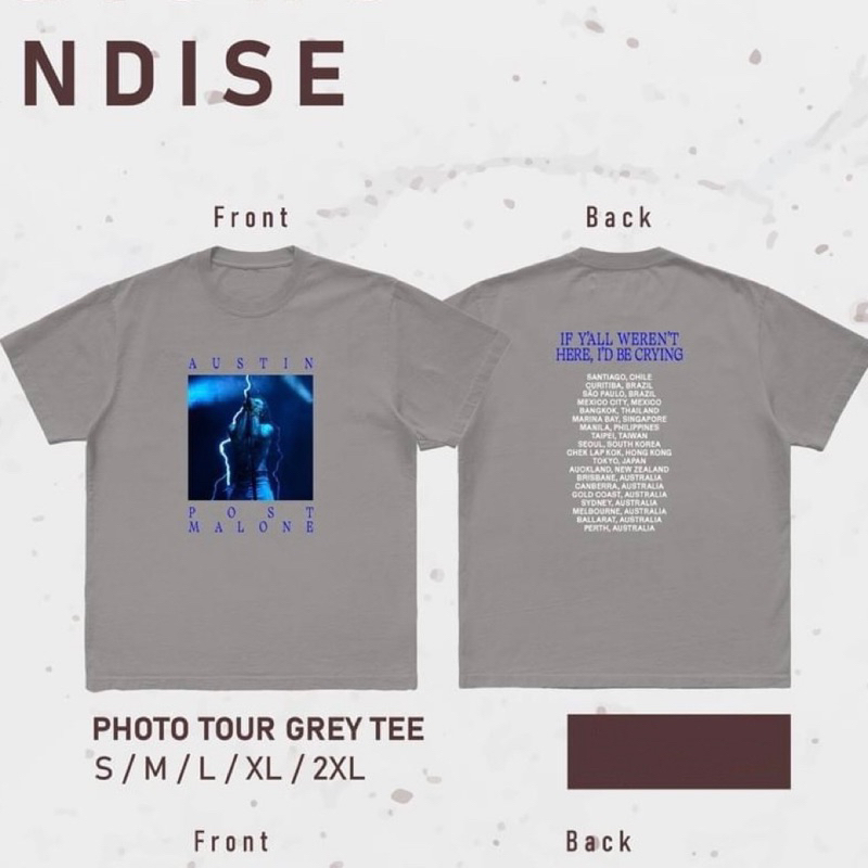 แท้ จากคอน 🐻🖤 ( XL ) POST MALONE PHOTO TOUR GREY TEE