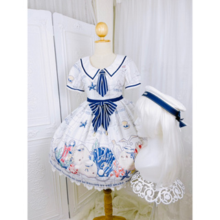 🐳🐳 Alice Girl ʕó㉨òʔ Seal Nautical World OP (White) 🐳Lolita Dress🐳🐳