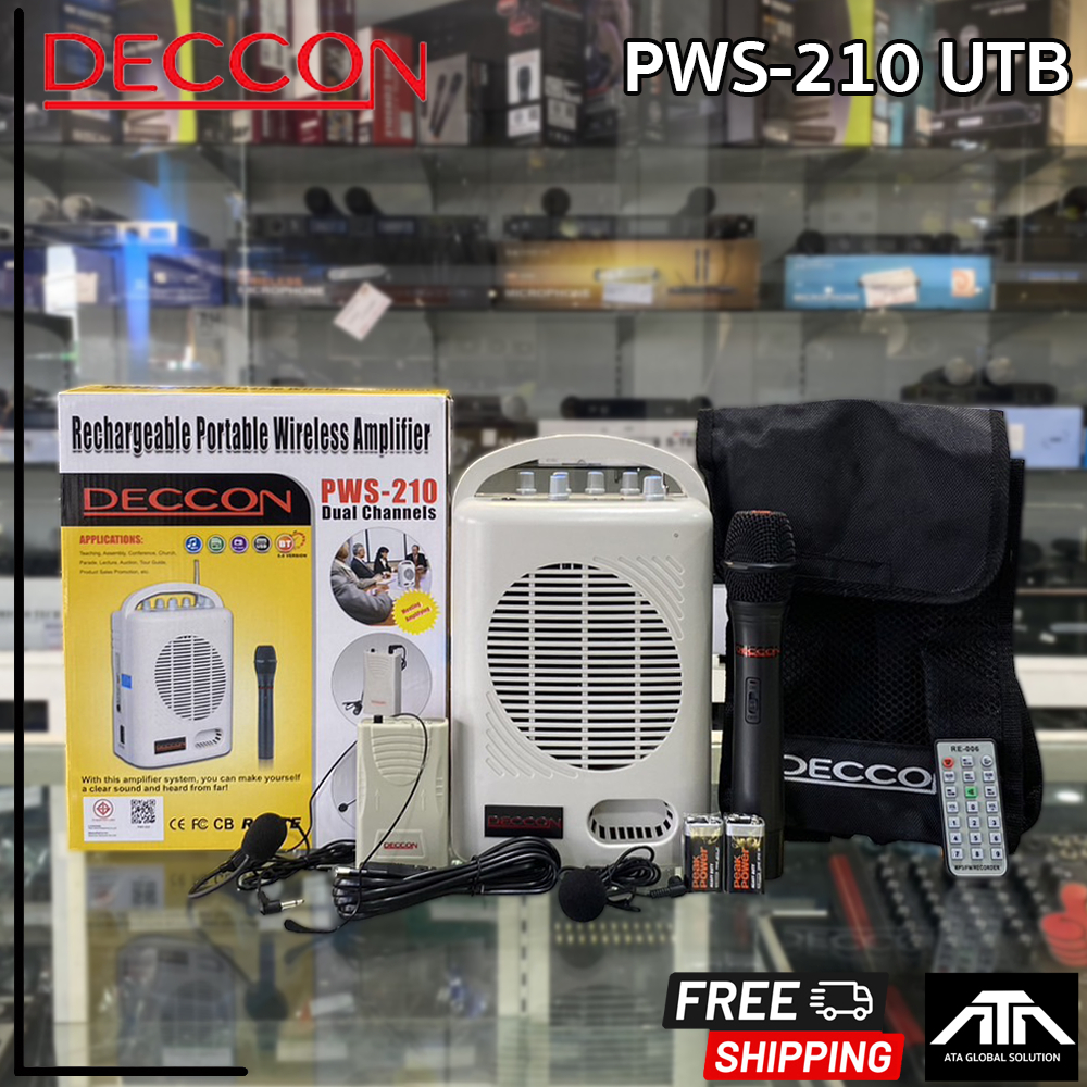 DECCON PWS-210UTB Bluetooth ตู้ช่วยสอนอเนกประสงค์ แถมไมค์ลอย ไมค์คาดหู