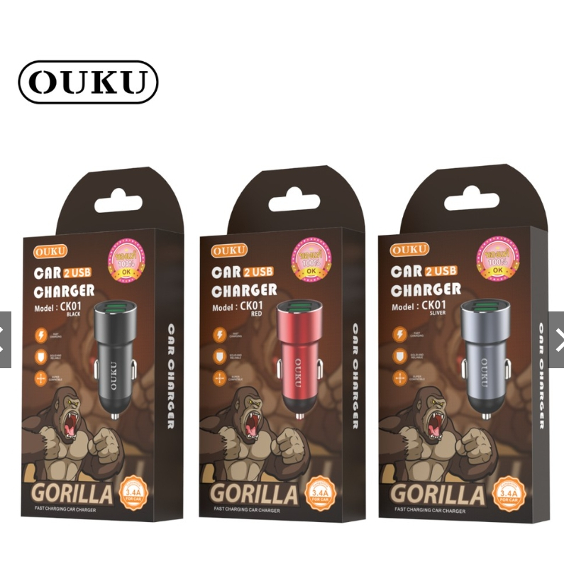 OUKU CK01 ที่ชาร์จ หัวชาร์จ ใช้ในรถ ชาร์จเร็ว USB car chargerหัวชาร์จ อะแดปเตอร์ ชาร์จในรถ 2ช่อง usb