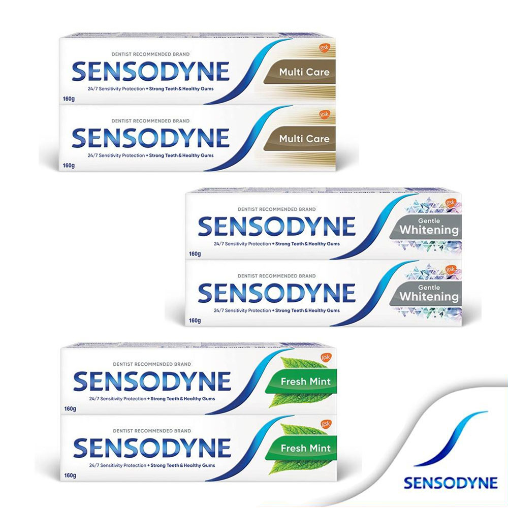 SENSODYNE MULTICARE 160G X 2 เซ็นโซดายน์ ยาสีฟัน สูตร มัลติแคร์ ช่วยลดอาการเสียวฟัน ช่วยให้ฟันแข็งแรงและป้องกันฟันผุ 160
