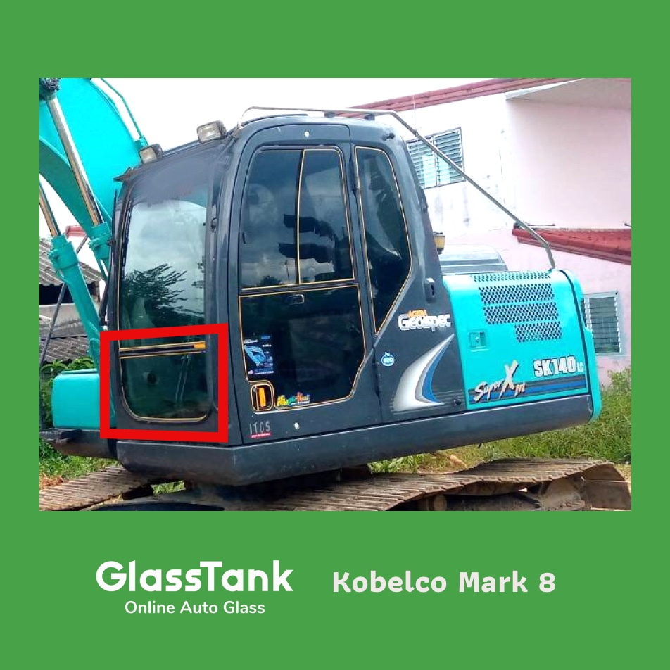 กระจกหน้าแผ่นล่าง โกเบลโก้ Kobelco SK200 / SK140 Mark 8 กระจกแม็คโคร