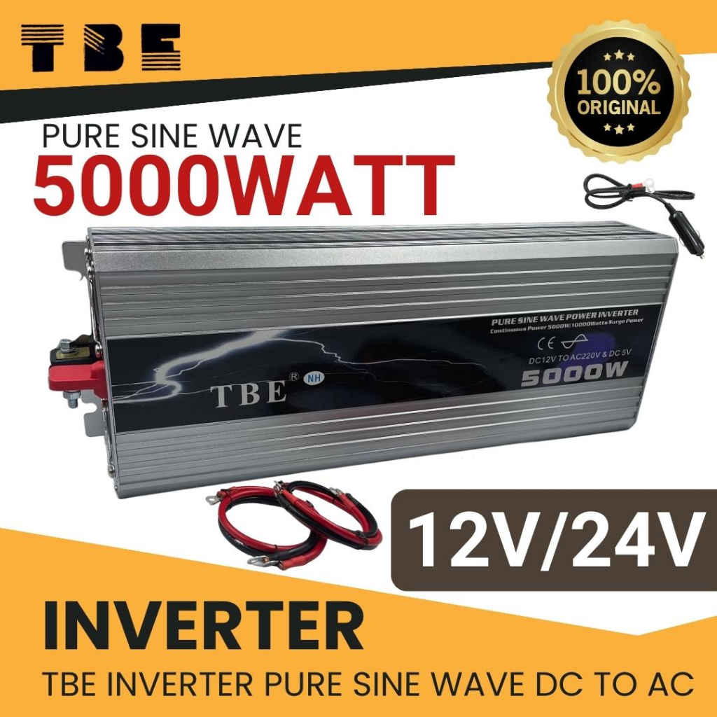 TBE Inverter Pure Sine Wave 12V/24V 5000W เครื่องแปลงไฟรถ12V เป็นไฟบ้าน220V