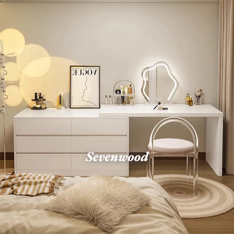 Sevenwood โต๊ะแป้ง โต๊ะเครื่องแป้ง โต๊ะสีขาว โต๊ะแต่งหน้า โต๊ะ 120+ตู้ 120ซม โต๊ะเครื่องแป้ง มินอมอล