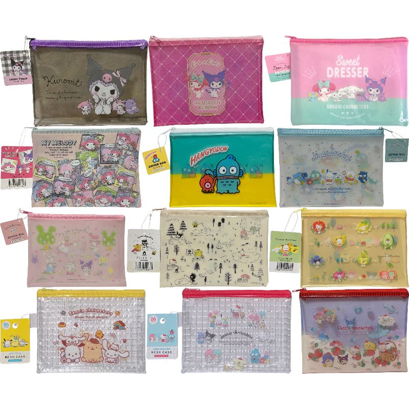 【Direct from Japan】Sanrio Accessories Cosmetic Multipurpose Flat Vinyl Pouch Zipper Case Bag 18.5-20cm × 13.5-15cm (Kuromi, My Melody & Kuromi, Hangyodon, Hapidanbui, Sanrio Characters)