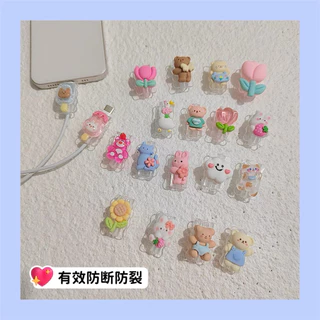【ส่งจากไทย】Cable Bite ที่กันสายหัก ลายการ์ตูน สำหรับ สายชาร์จ PD/Android/USB/Type-C เคส TPU