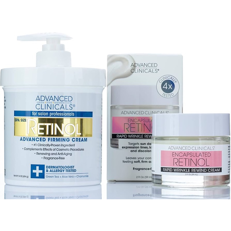 (พร้อมส่ง)ของแท้ 100%🇺🇸Advanced Clinicals Retinol Body Cream + Encapsulated Retinol Face Cream