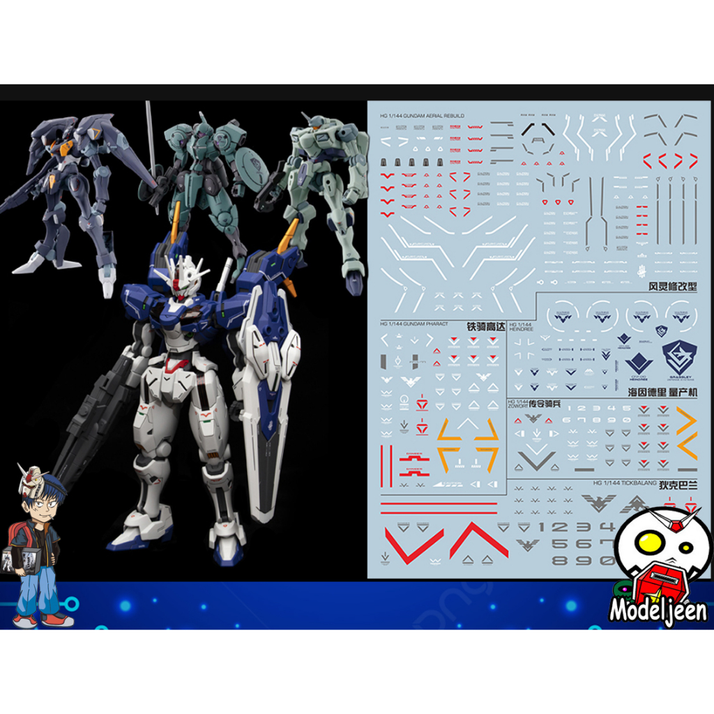 195 Water Decal HG1/144 The Wich Mix2 (Aerial rebuild , GUNDAM PHARACT, Heindree, Zowort,Tickbalang)