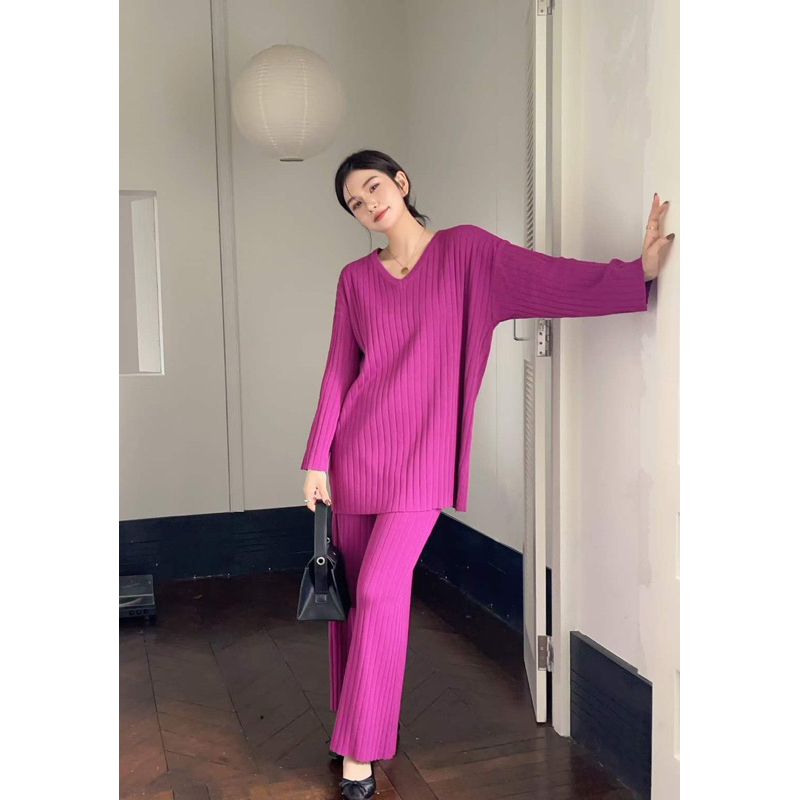 Sale ชุดเซทผ้าknitted มีสี บานเย็น