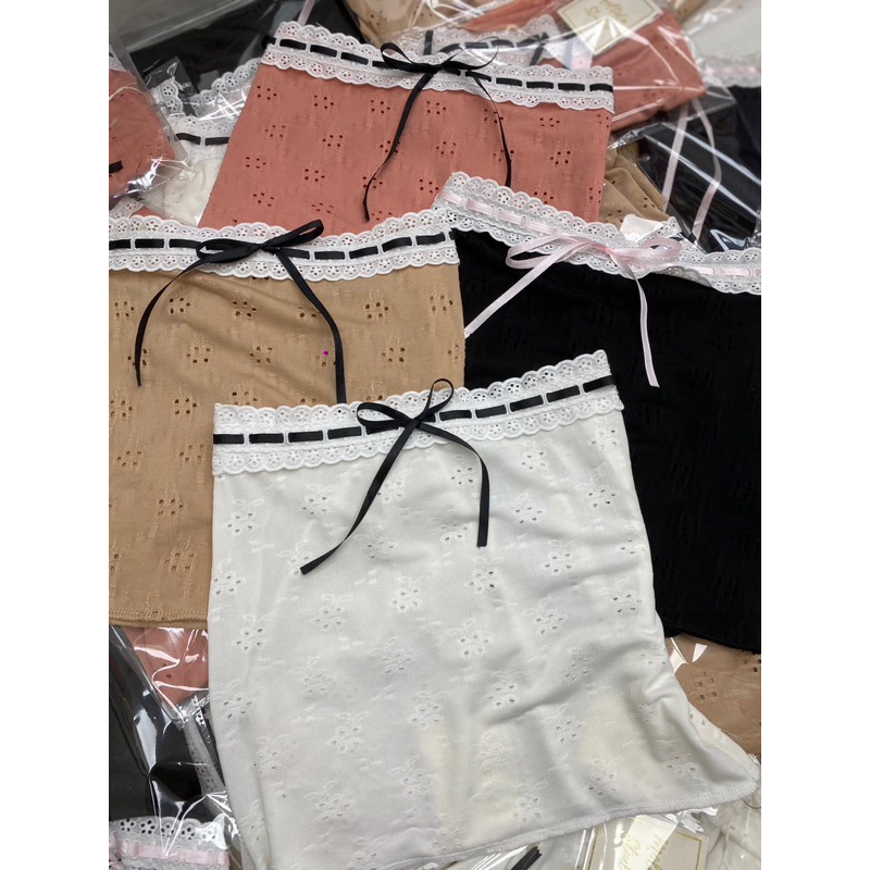 ลดราคา‼️sale‼️ป้ายMoltidaเสื้อเกาะอก ผ้าลูกไม้ฉลุ แต่งโบ