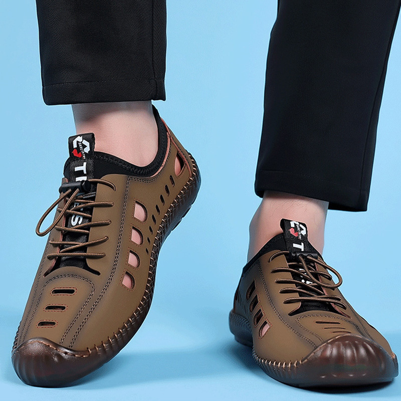 Intelscore รองเท้าแตะ หนังนิ่ม ระบายอากาศได้ดี ป้องกันการลื่น รองเท้าแตะผู้ชายกลวง Hiking Shoe🖤จัดส่งที่รวดเร็ว - รูปที่ 6