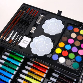 ชุดกล่องสี สีน้ำเด็กปากกาสีดินสอสี ชุดระบายสี 2 ชั้น 145 ชิ้น กล่องสีพาเลท ศิลปะสำหรับเด็ก