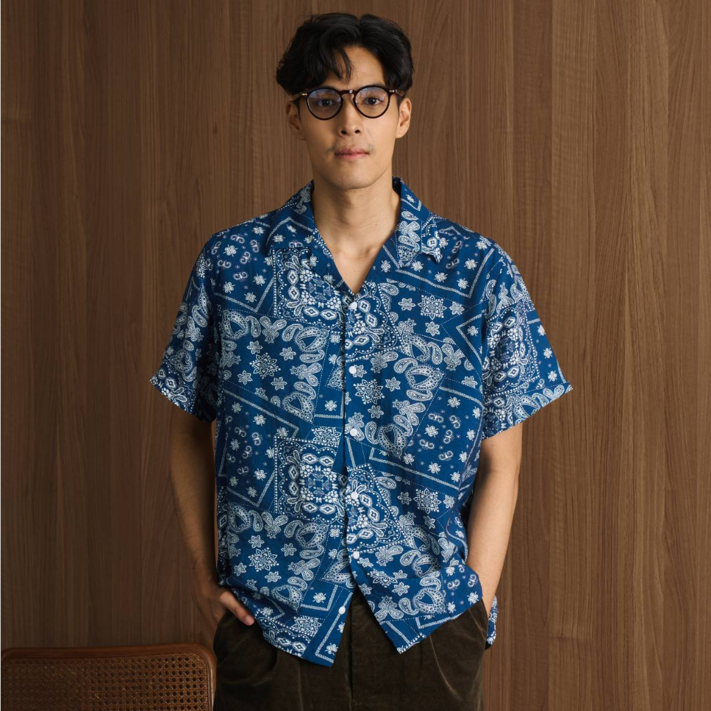 Shirtoria Hawaii-ลาย Paisley journal เชิ้ตแขนสั้นผู้ชาย Non iron