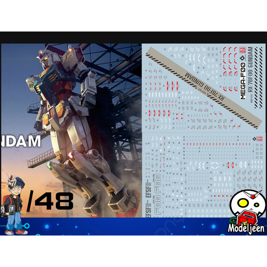 144 Water Decal 1/48 RX-78F00 Gundam ยี่ห้อ S.I.M.P. Model Decal