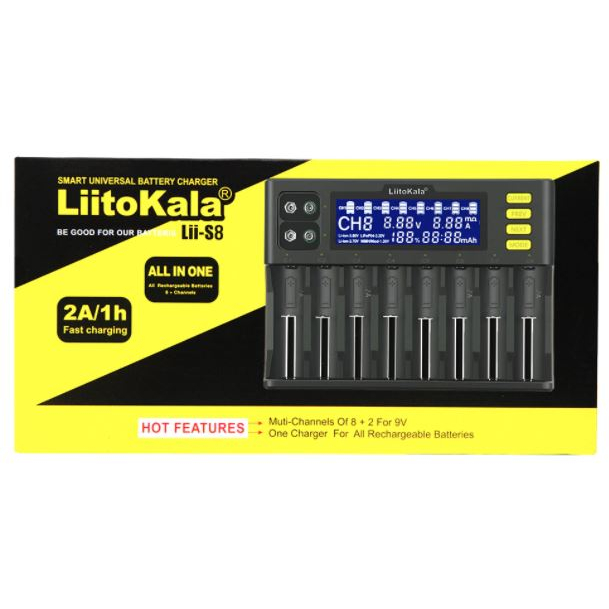 LiitoKala Lii-S8 เครื่องชาร์จแบตเตอรี่ Li-Ion 3.7V NiMH 1.2V Li-FePO4