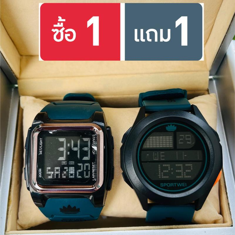 (M2) ซื้อ 1 แถม 1 รุ่นใหม่ล่าสุด นาฬิกา SPORT WEI เซ็ตคู่รัก ทรงเหลี่ยม+ทรงกลม ดิจิตอล กันน้ำ มี 7 สีให้เลือก