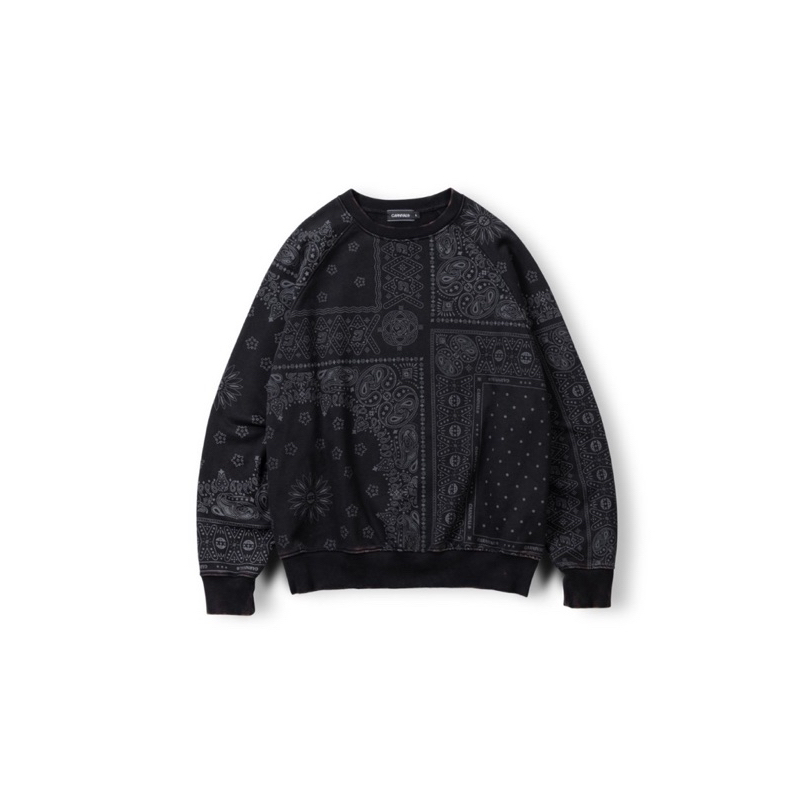 CARNIVAL FW23 PAISLEY OVS CREWNECK BLACK (SIZE:S)