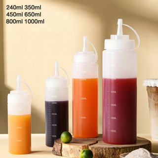 ขวดบีบ PEหนา ขวดซอส ขวดใส่ซอส มีฝาปิด ขวดบีบซอส 240/350/450/650/800/1000ML Sauce bottle Thejoyful