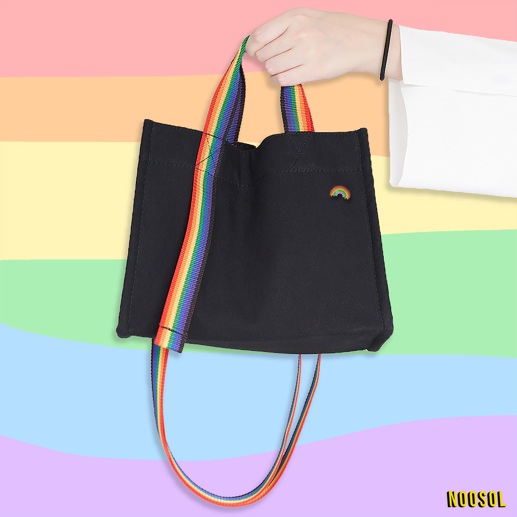 [PRIDE MONTH] 🏳️‍🌈 NOOSOL (1ใบ/แพ็ค) กระเป๋าสะพาย สายรุ้ง ถุงผ้าดิบ ผ้าแคนวาส ใส่แก้ว กระเป๋าถือ กล่องข้าว 11077/1