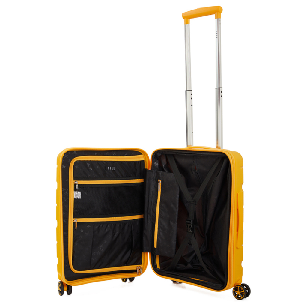 ELLE Travel Samson Collection, 100% PP (Polypropylene). Cabin Size 20" Luggage, Double Coil Secure Zipper, Expandable,