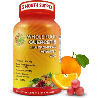 Quercetin with Bromelain Vitamin C and Zinc with Organic Whole Food Quercetin Blend - 1215mg per serving