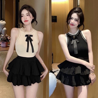 (พร้อมส่งจากไทย🇹🇭) ชุดเซท2ชิ้นโบว์+กระโปรง