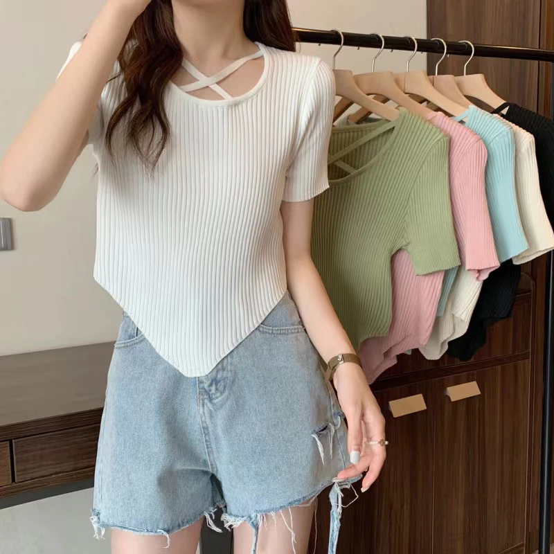 🔥SELL🔥ผ้าไหมพรมผู้หญิง เสื้อยืดผู้หญิง แขนสั้นผ้านิ่มใส่สบาย แฟชั่นเกาหลีสีพื้น