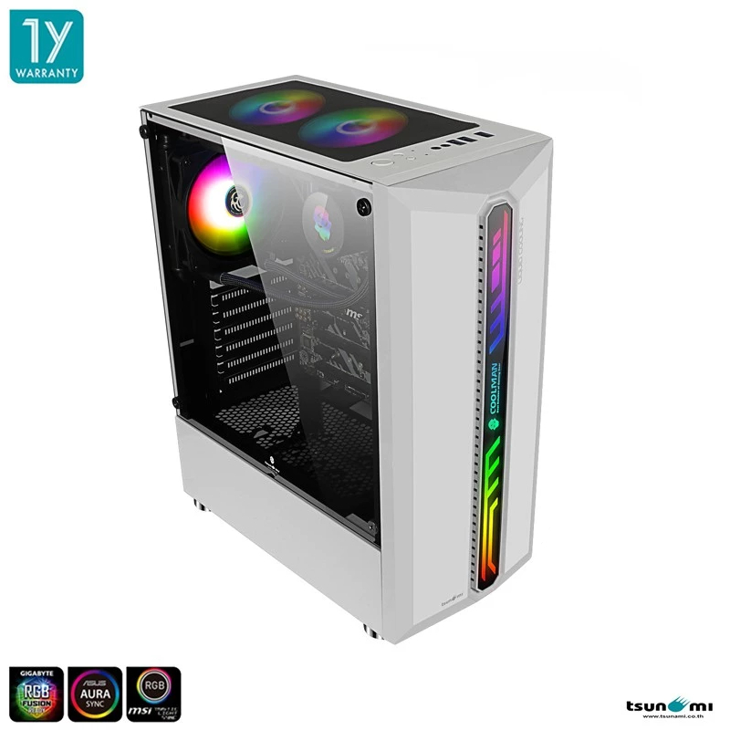 Tsunami Coolman 190-1 Ablaze ARGB*2 Tempered Glass, ATX Gaming Case (Liquid Combo) (ของใหม่ มือ1)