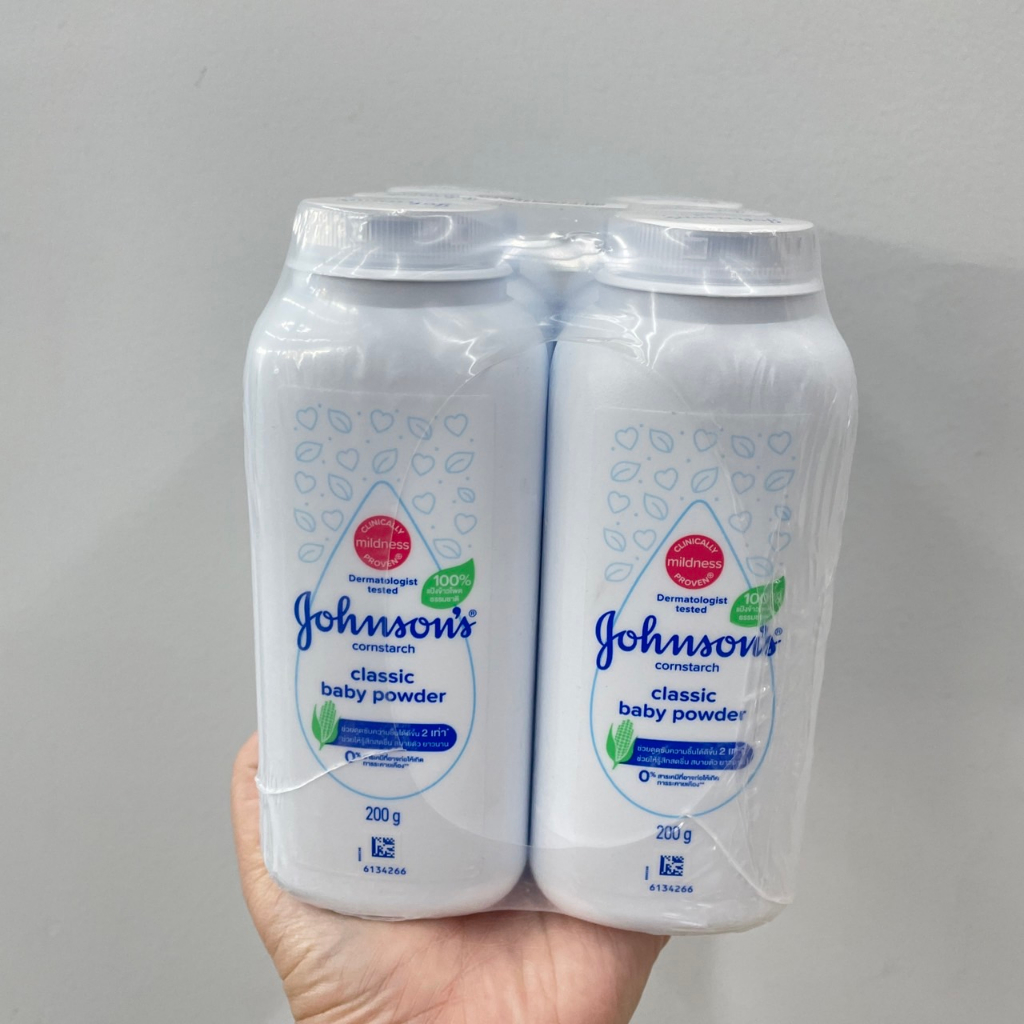 (แพ็ค 6) Johnson's Cornstrah Classic Baby Powder จอห์นสัน คอร์นสตาร์ช คลาสสิค เบบี้ พาวเดอร์ ผลิตภัณฑ์แป้งเด็ก 200 กรัม