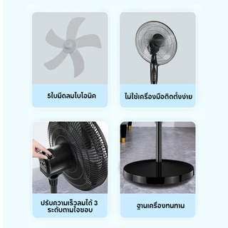 YOTEX พัดลม 16 นิ้ว พัดลมตั้งพื้น ปรับได้ 3 ระดับ 5ใบพัด ฐานกลม พัดลมแรงสูง จัดส่งทันที