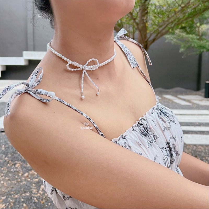 สร้อยคอมุกโบว์ สร้อยชมพู่อารยา พร้อมส่ง