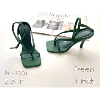 รองเท้าส้นสูง รองเท้ารักข้อ สีหรูดูแพง ประกาศความแซ่บ ด้วยสีเจ็บจี๊ดดดด สูง 3 นิ้ว รหัสสินค้า PM-9001