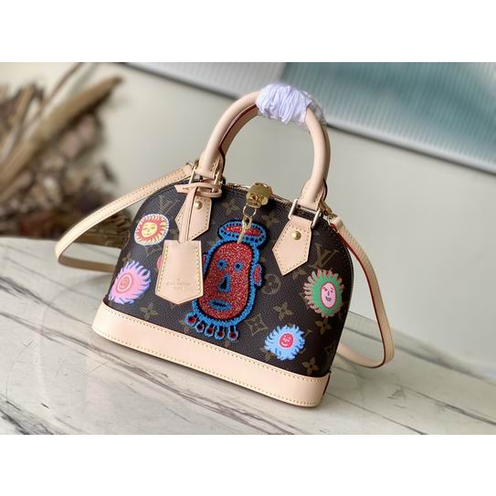 Louis Vuitton Yayoi Kusama shell bag Alma BB hand-embroidered printed shoulder bag for women