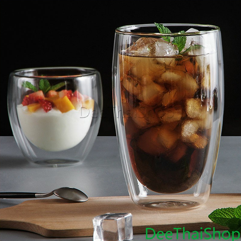 Dee Thai [A665] แก้วกาแฟ สไตล์ ญี่ปุ่น แก้วใสสองชั้น Double-layer glass